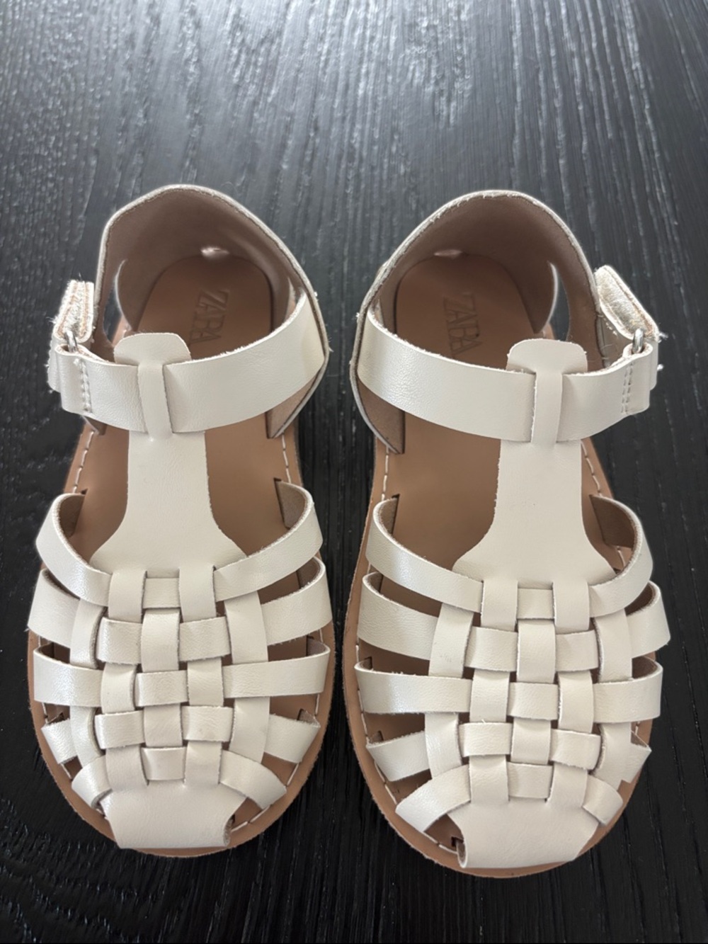 Zara Kids Cream Woven Fisherman-Style Sandals